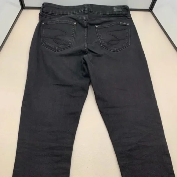 Seven 7 Womens Tummyless High Rise Skinny Jeans Size 8 Black Stretch Denim - Picture 3 of 6